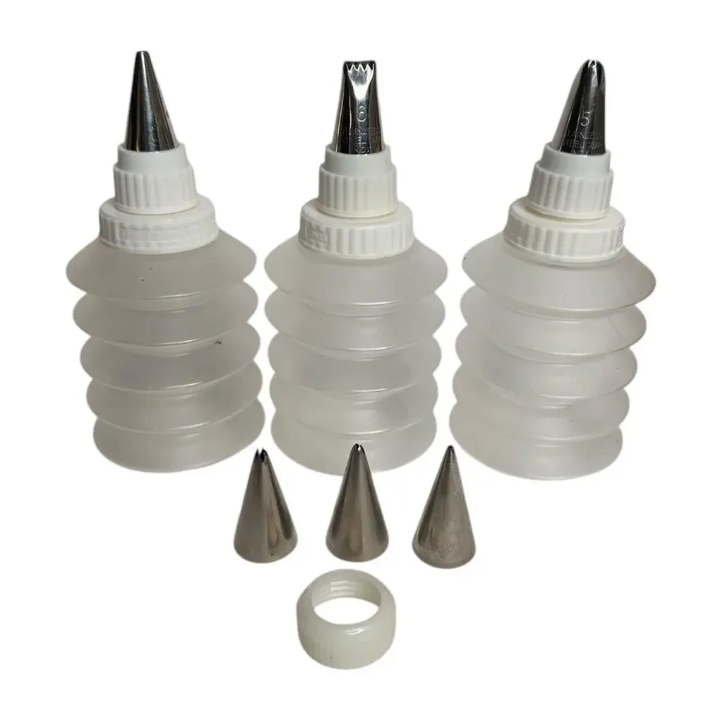 Pampered Chef 1585 Pastry Cake Decorator Bottle Set 3 Bottles & 6 Piping Tips